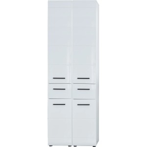 Weißer Trendteam Bad-Hochschrank Skin Bad, 60 cm breit, mit Schubladen und Fächern für Badezimmer.