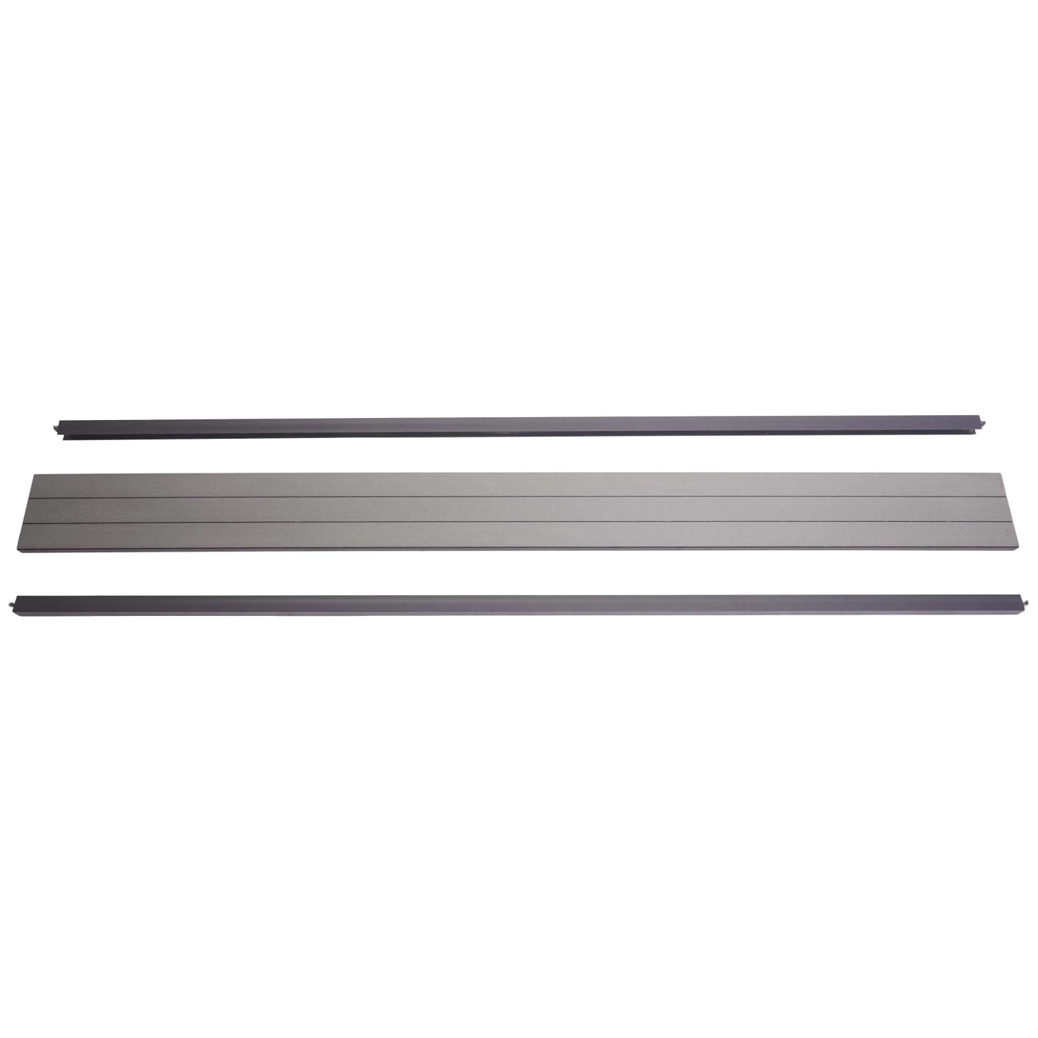 MCW Abschluss-Set für WPC-Sichtschutz Savoie Abschlussprofil Windschutz Alu-Pfosten 180cm Grau