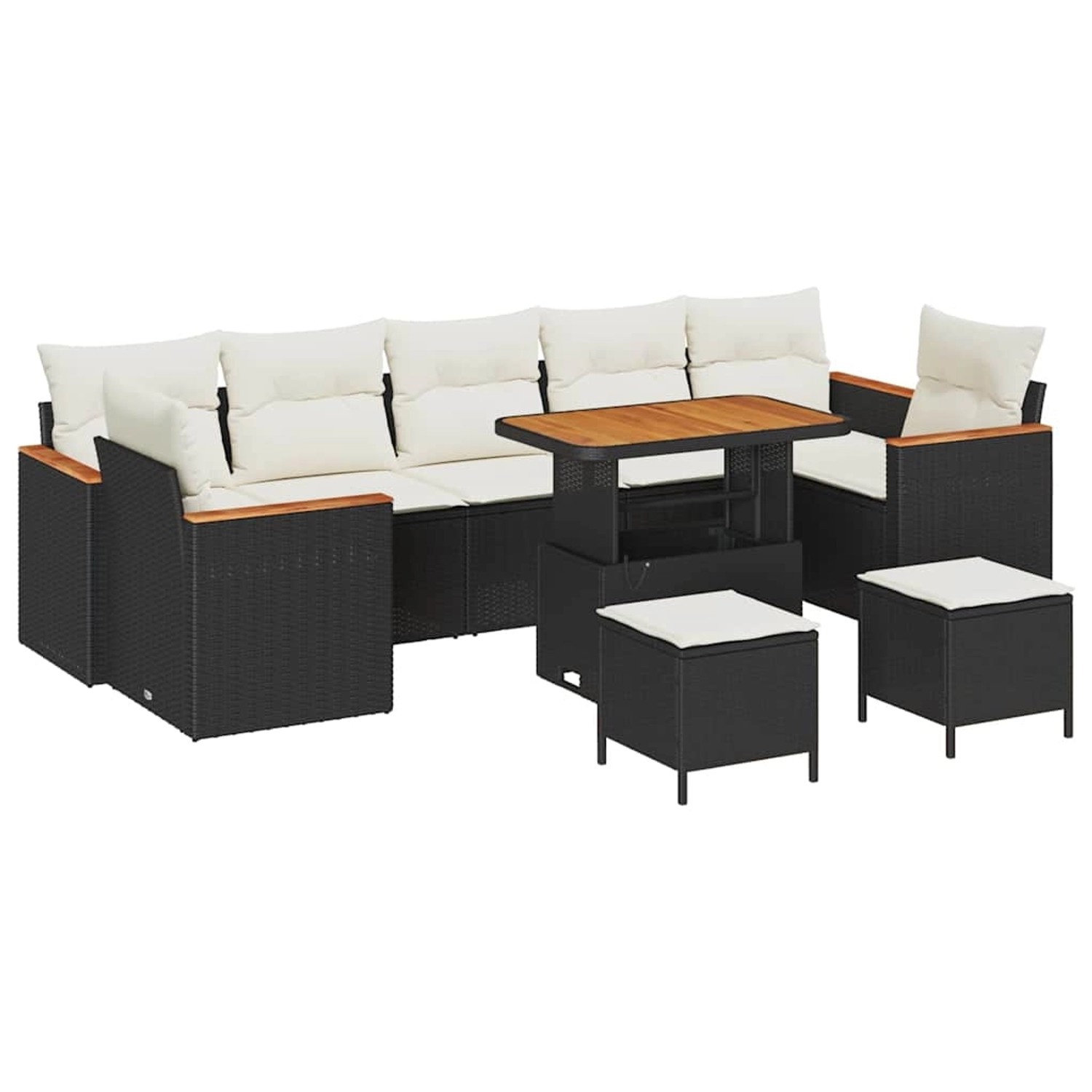 vidaXL Garten-Sofa-Set mit Kissen 10-Tlg Schwarz Poly Rattan 3363030 günstig online kaufen