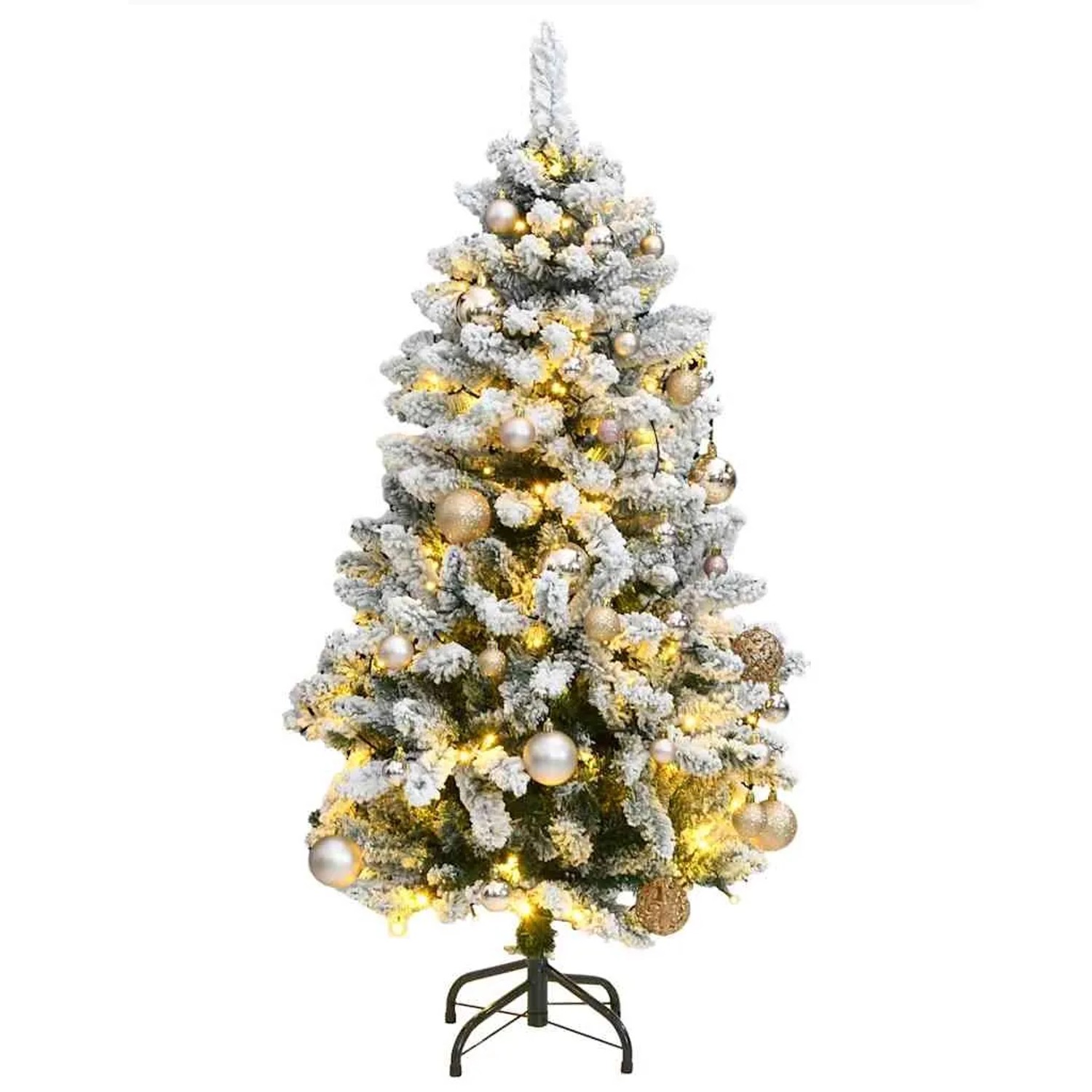 vidaXL Künstlicher Weihnachtsbaum Klappbar 150 LEDs & Kugeln 150 cm 3210098