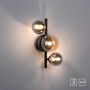 Paul Neuhaus Wandlampe Popsicle, 3-flammig, schwarz mit Amber- und Rauchgläsern.