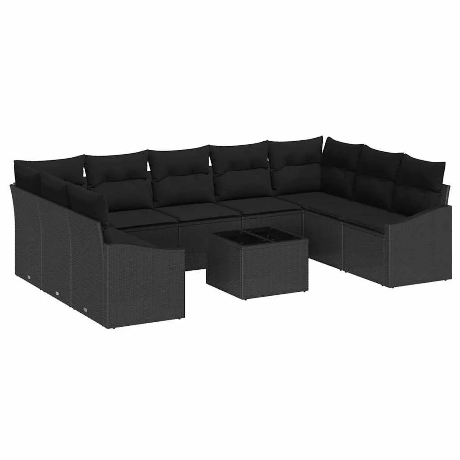 vidaXL Gartensofa-set mit Kissen 9-Tlg Schwarz Poly-Rattan 3355562 günstig online kaufen