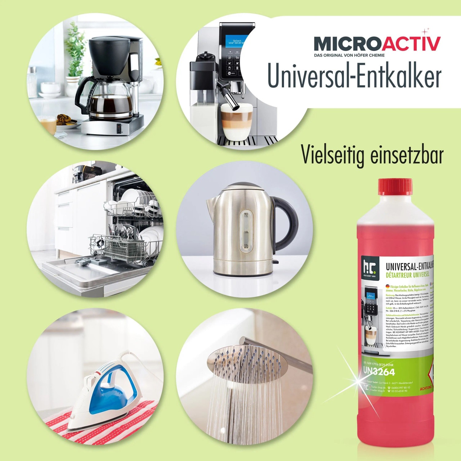 Microactiv Universal Entkalker 2x5l für Kaffeemaschinen, Wasserkocher, Spülmaschine und Bügeleisen.
