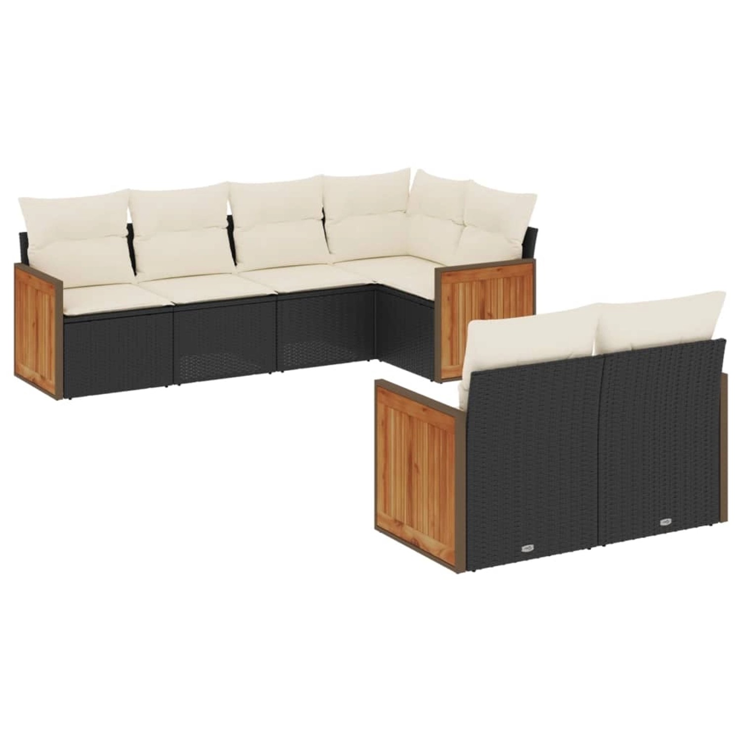 vidaXL 7-Tlg Garten-Sofagarnitur mit Kissen Schwarz Poly Rattan 3227820 günstig online kaufen