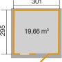 Grundriss Gartenhaus 123 Gr.5, Satteldach, grau, 301x295 cm, 19,66 m³