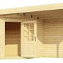Unbehandeltes Weka Holz-Gartenhaus mit Flachdach und Anbau, 533x279 cm.