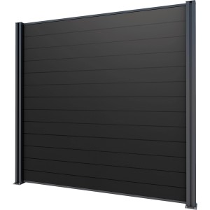 Gutta Sichtschutzzaun-Element, WPC Dielen grau, anthrazitfarbener Rahmen, 202x186 cm. Moderner Sichtschutz für Garten.