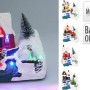 Bunte LED Weihnachtsszene Dorf, 11,7x9,5x13,5cm, 4-fach sortiert. Winterliche Dekoration mit Beleuchtung.
