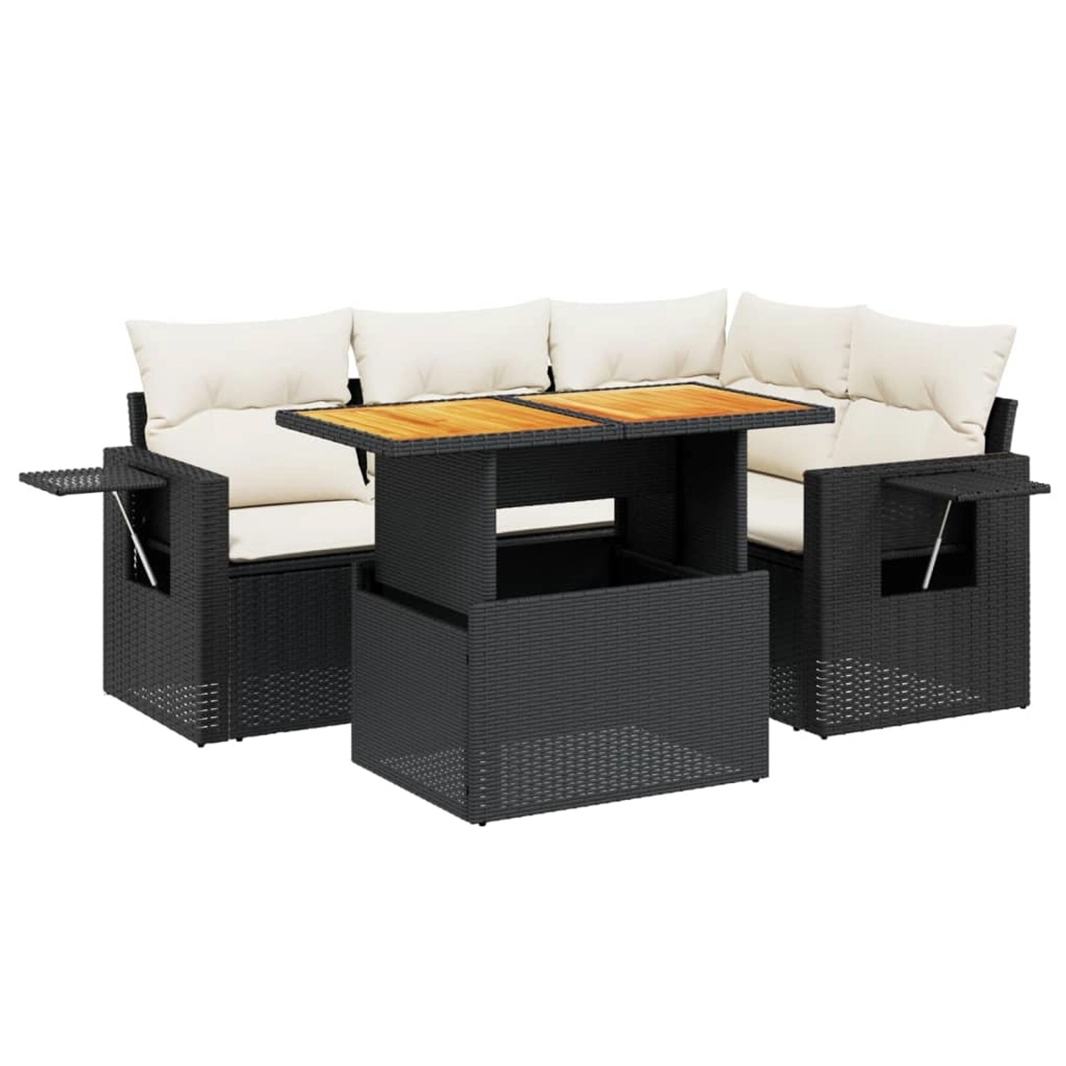 vidaXL 5-Tlg Garten-Sofagarnitur mit Kissen Schwarz Poly Rattan 3271735 günstig online kaufen