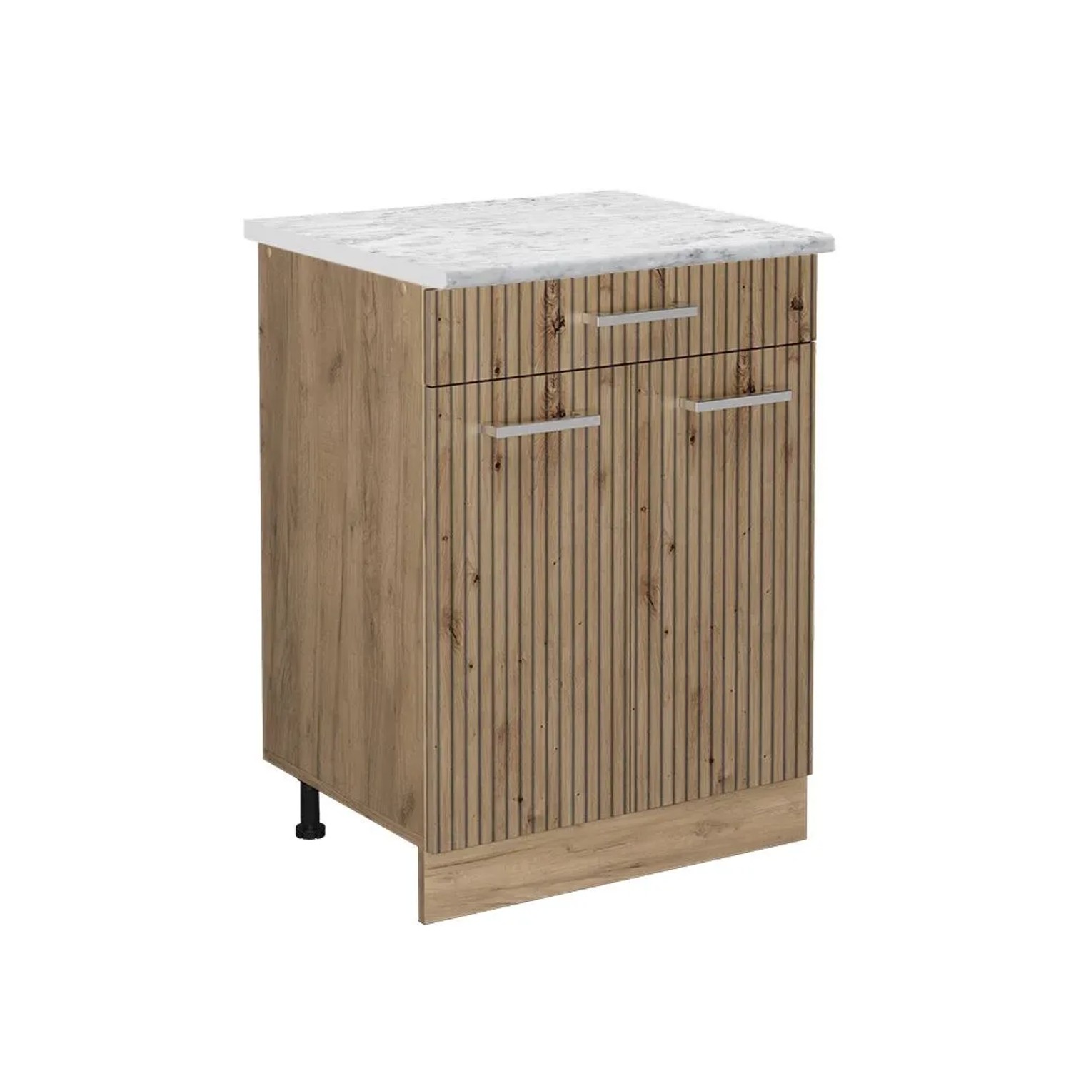 Vicco Küchenunterschrank R-Line Artisan-Eiche Goldkraft Eiche 60 cm AP Marmor mit Goldkraft Eiche Korpus Opt 2