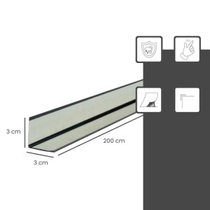 Schwarzes Dalsys PVC Winkelprofil selbstklebend, 200cm lang, 30x30mm, für Kantenschutz und Ecken.
