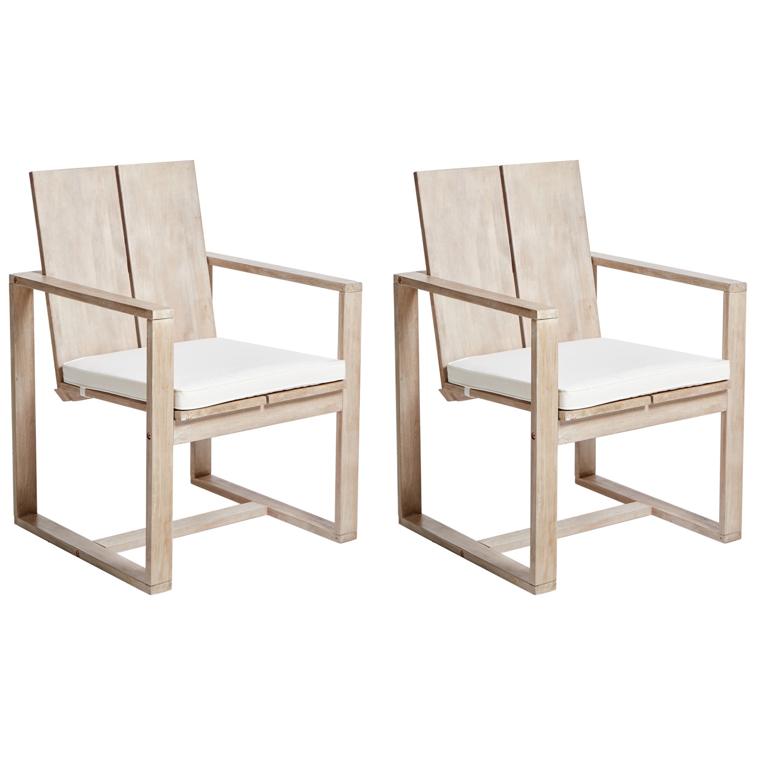 Beliani Gartenstuhl Heller Holzfarbton Weiss 61x63x90 günstig online kaufen