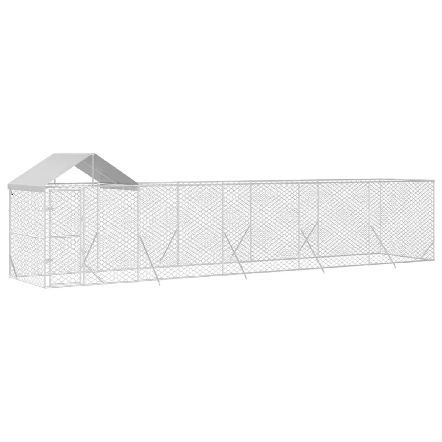 vidaXL Outdoor-Hundezwinger mit Dach Silbern 10x2x2,5 m Stahl Verzinkt 3190468
