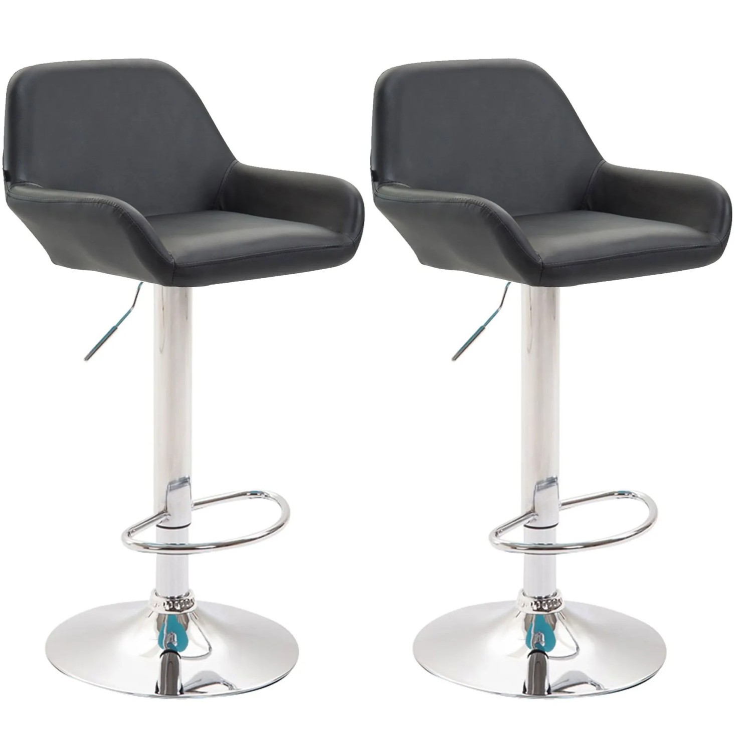 CLP 2er Set Barhocker Braga Kunstleder Schwarz/Chrom