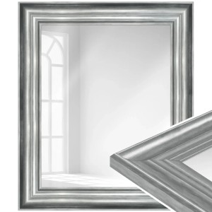 Wandspiegel H240 in Silber, 63x113 cm, Kunststoffrahmen im modernen Stil.