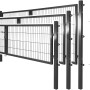 Solid Doppeltor Stahl Anthrazit, 100x300cm, mit Doppelstabmatten-Füllung und Zubehör.