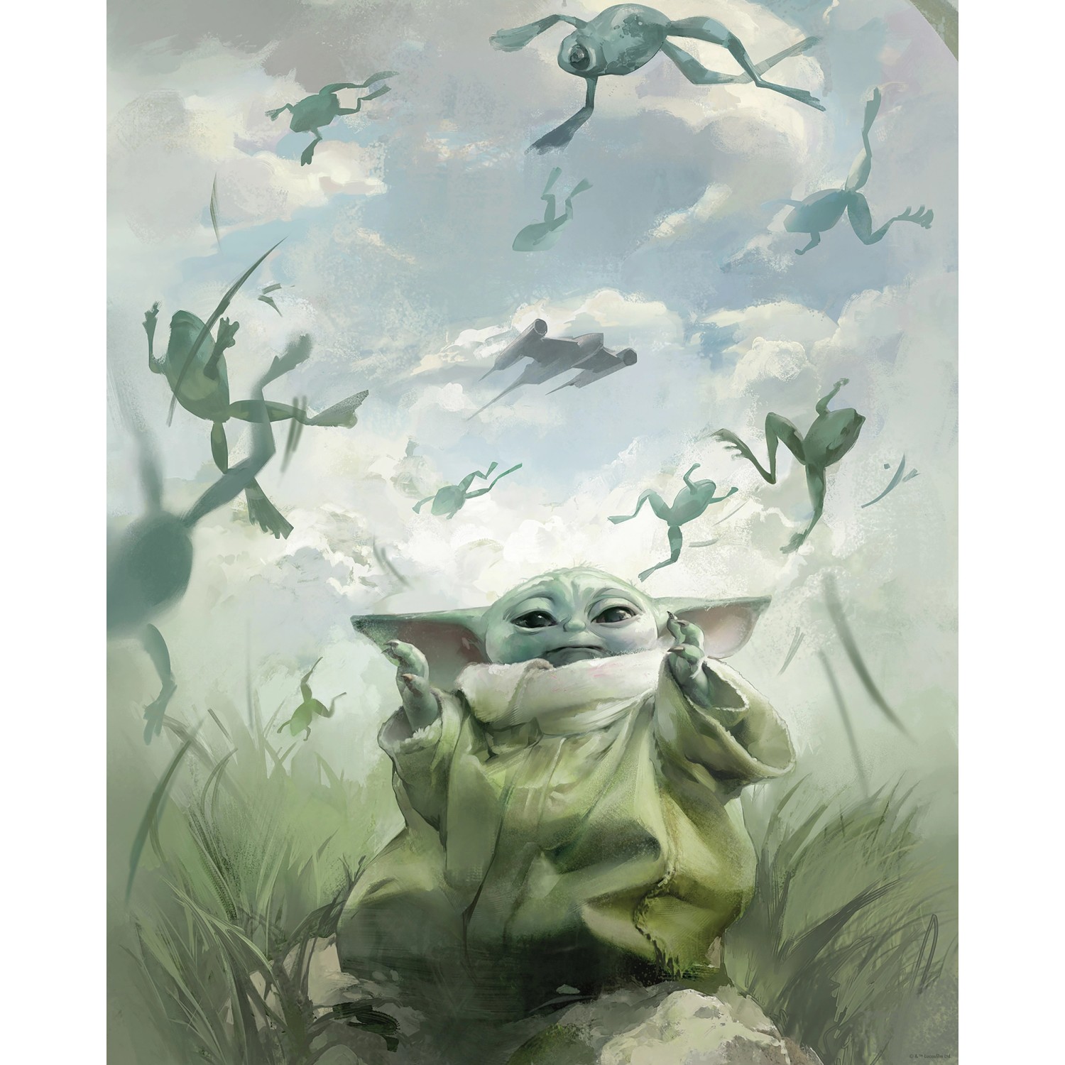 Komar Wandbild Star Wars The Mandalorian Grogu Frogs 40 cm x 50 cm Blau günstig online kaufen