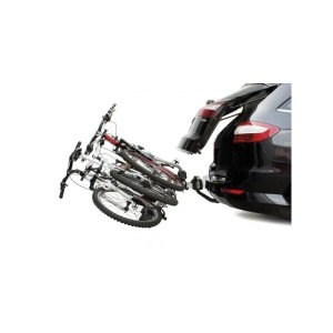 Peruzzo Fahrradträger Parma für 3 Räder am Auto, abgeklappt für Kofferraumzugang.