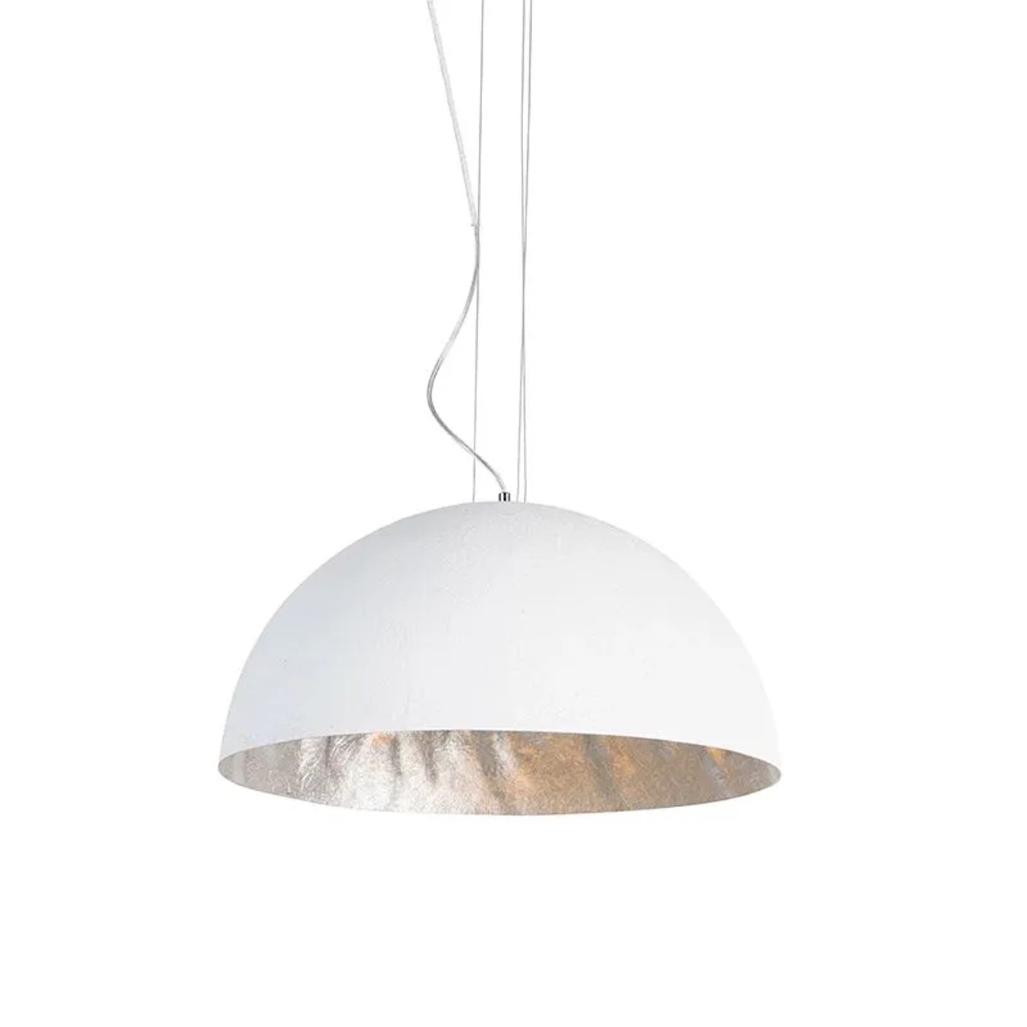 QAZQA Moderne Hängelampe Weiß mit Silber 50cm Magna