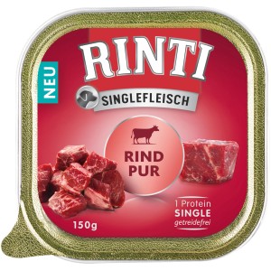 Rinti Singlefleisch Rind, 150g Hundenassfutter für sensible Hunde. Getreidefrei, mit Rind.