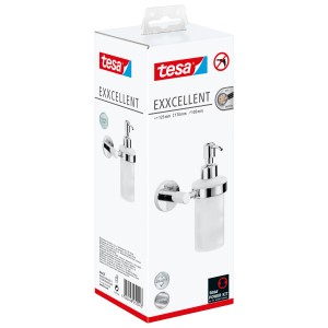Verpackung des Tesa Seifenspender Exxcellent Chrom, ein eleganter, rostfreier Bad-Accessoire.