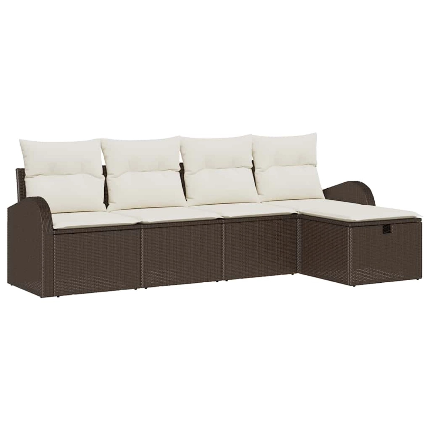 vidaXL Garten-Sofa-Set mit Kissen mit Speicher 5-Tlg Braun Poly Rattan 3360 günstig online kaufen