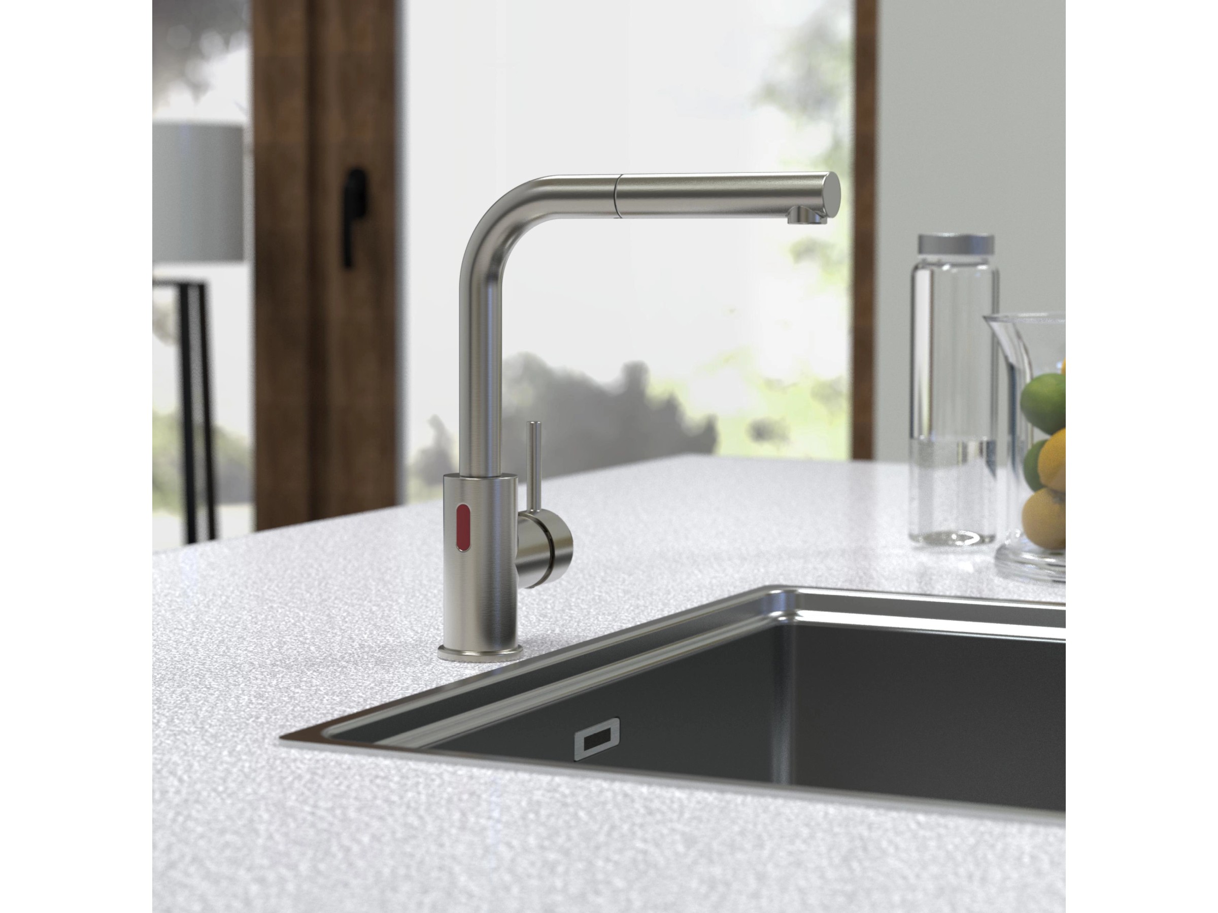 SCHÜTTE VITAL Sensor-Küchenarmatur – Schwarz, Mit Ausziehbarer Brause, Berührungslos, Spart Wasser