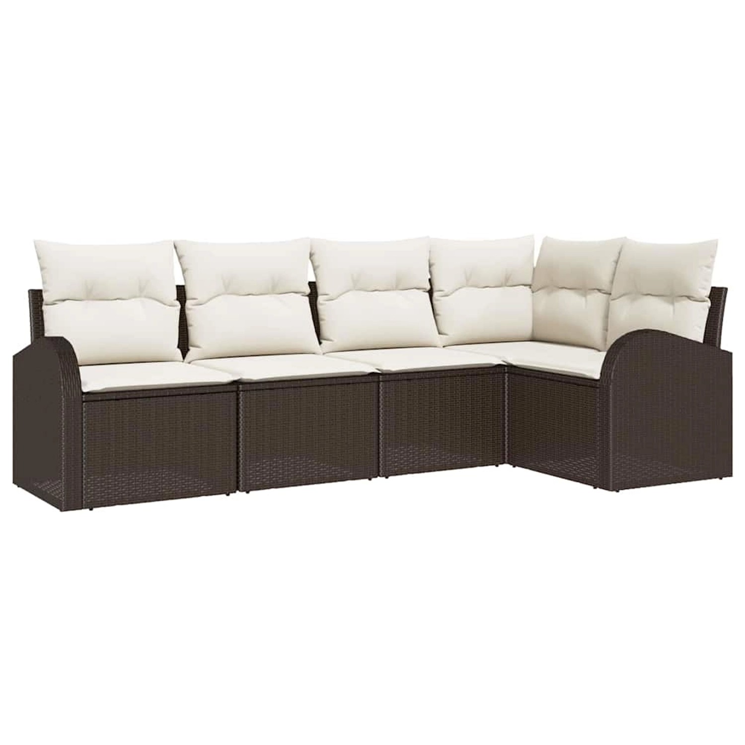 vidaXL Garten-Sofa-Set mit Kissen 5-Tlg Braun Poly Rattan 3346038 günstig online kaufen
