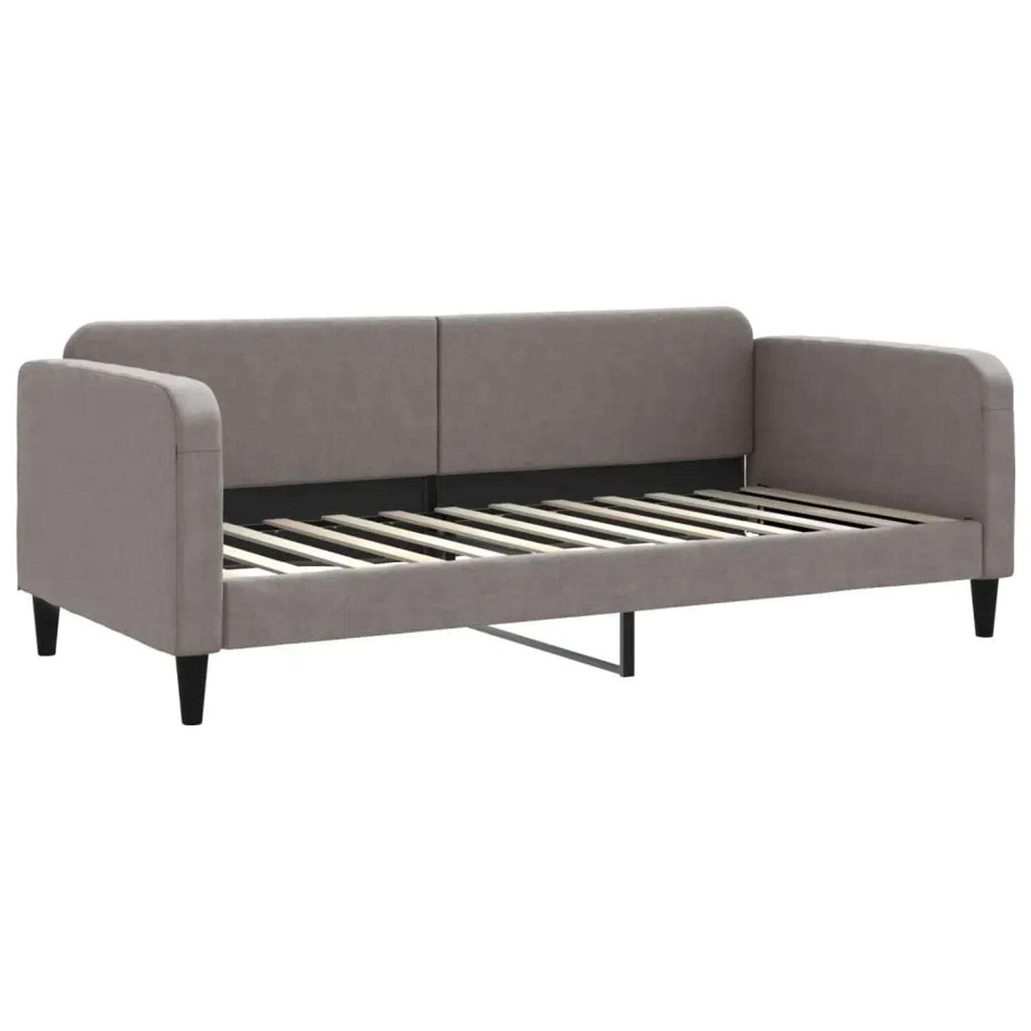 Ausziehbares vidaXL Tagesbett in Taupe, Stoffbezug, mit Lattenrost. Ideal als Gästebett.
