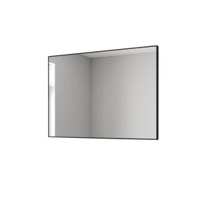 Rechteckiger Aquabatos Badspiegel 50x70 cm mit schwarzem Alu-Rahmen zur Wandmontage.