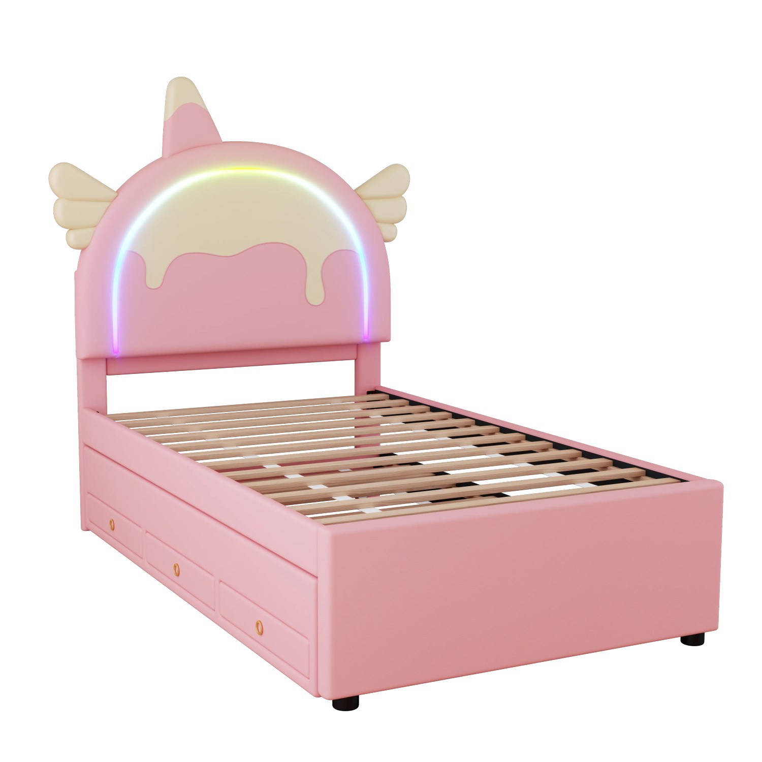 okwish Kinderbett 90×200 Ausgestattet mit Ausziehbares Rollbett ohne Matratze