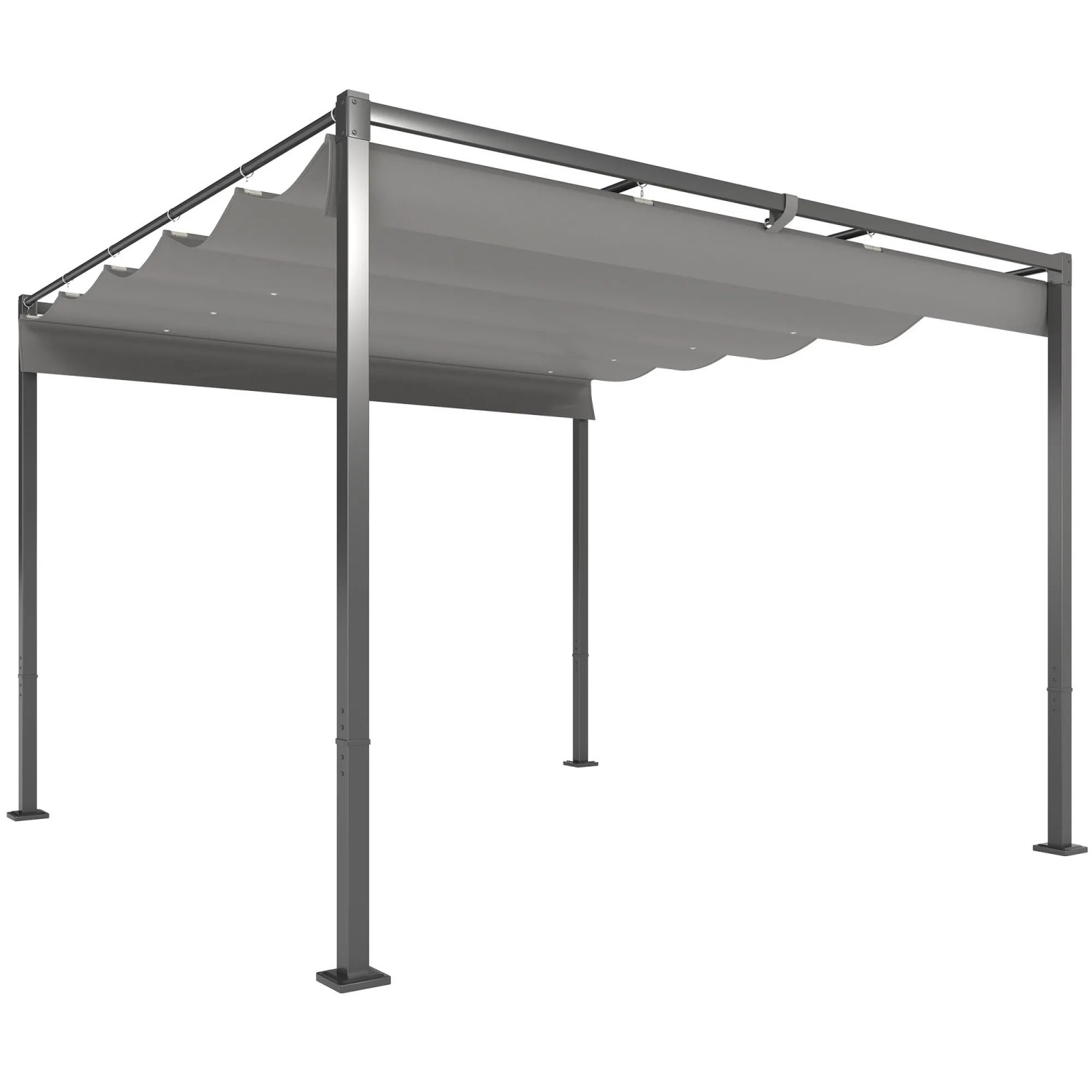 Furnicato 3 X 3 M Garten-pergola Mit Einziehbarem Dach Pavillon Baldachin Für Schatten Upf30+ Grau