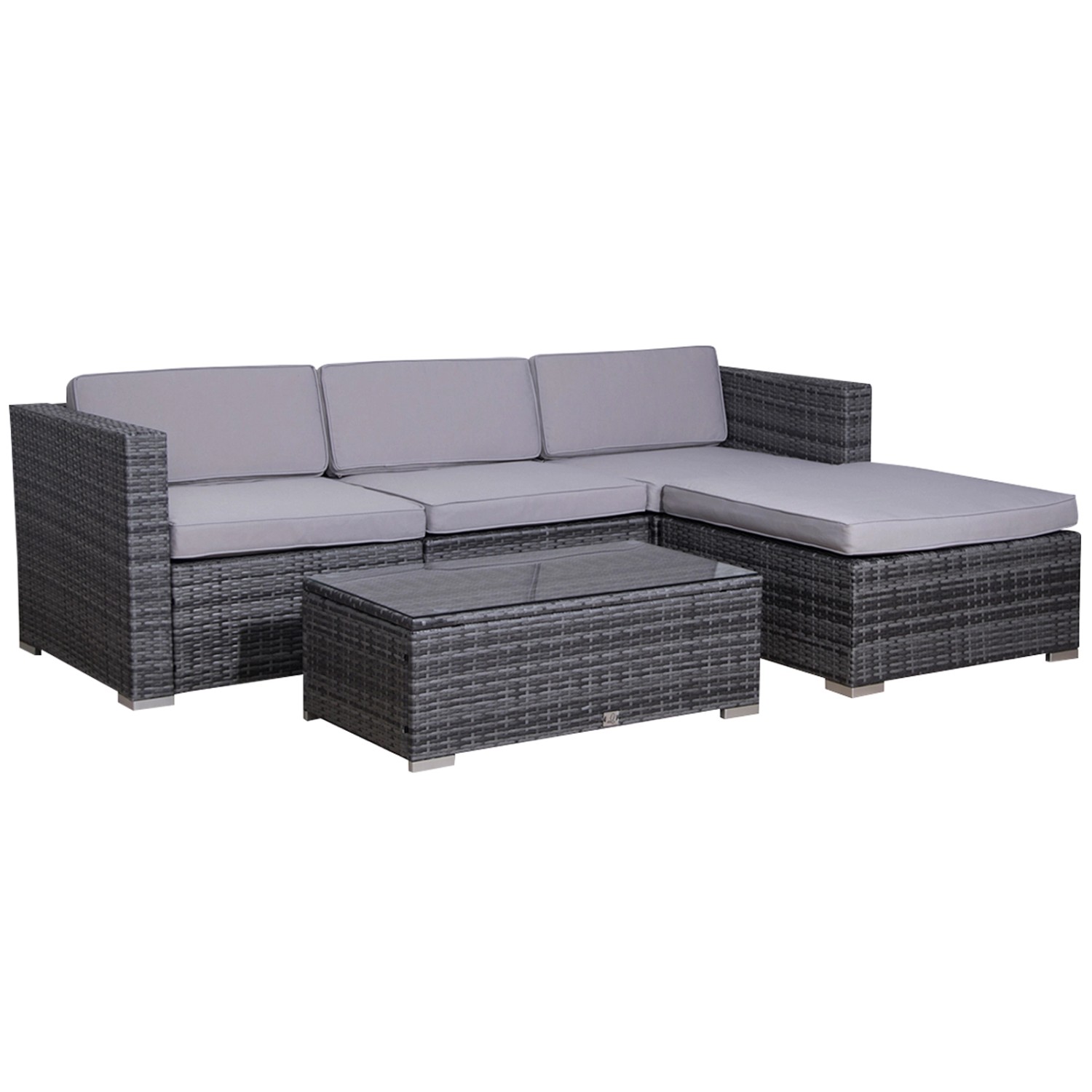 Thumbnail - Svita California Garten-Lounge Polyrattan Gartenset Balkon-Set Rattan-Lounge Grau