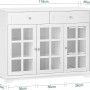 Weißes SoBuy Sideboard FSB77-W mit Glastüren, Schubladen und Weinregal. Küchenschrank für Esszimmer oder Küche.