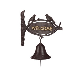 Relaxdays Türglocke Gusseisen mit Schild WELCOME 20 cm x 25 cm x 3 cm 1,6 kg