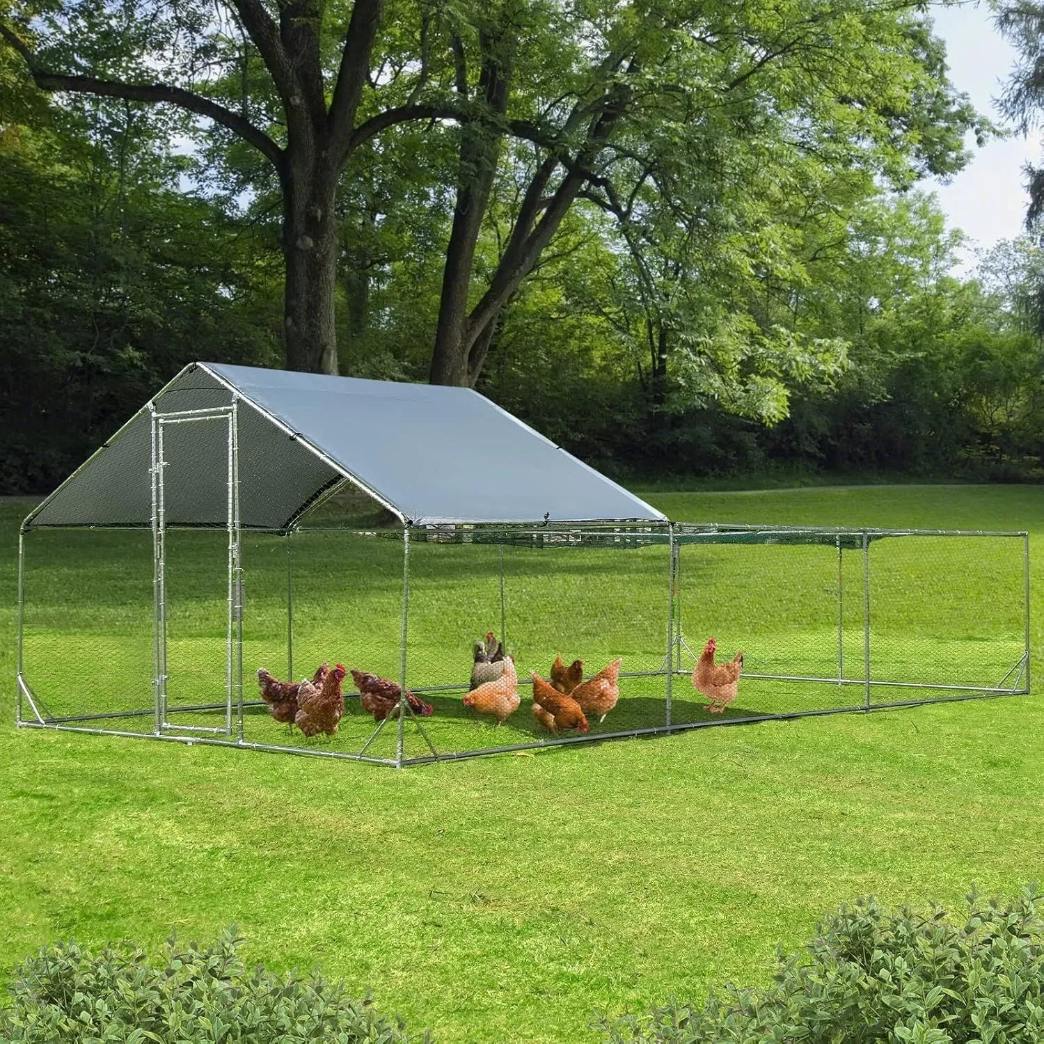 Costway Freilaufgehege Hühnerhaus mit Dach & Tür & Riegel 3 x 6 m_4