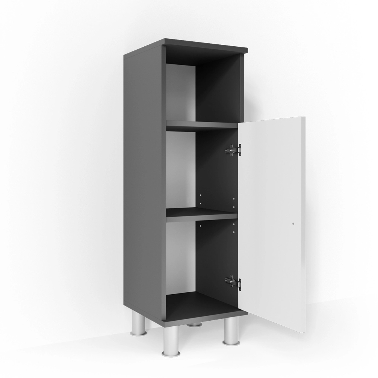 Thumbnail - Vicco Midischrank Fynn Anthrazit/Weiß Hochglanz 30 x 95 cm