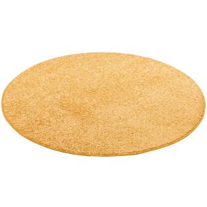 Runder, curryfarbener Snapstyle Hochflor Teppich Mona, 100x100 cm. Weicher Velours Teppich.