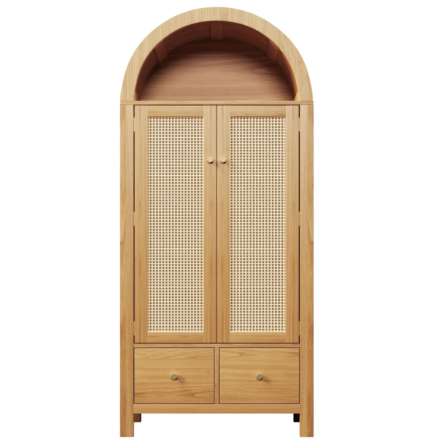 okwish Kleiderschrank mit 2 Türen 2 Schubladen Schlafzimmer 181x78x45cm Natur