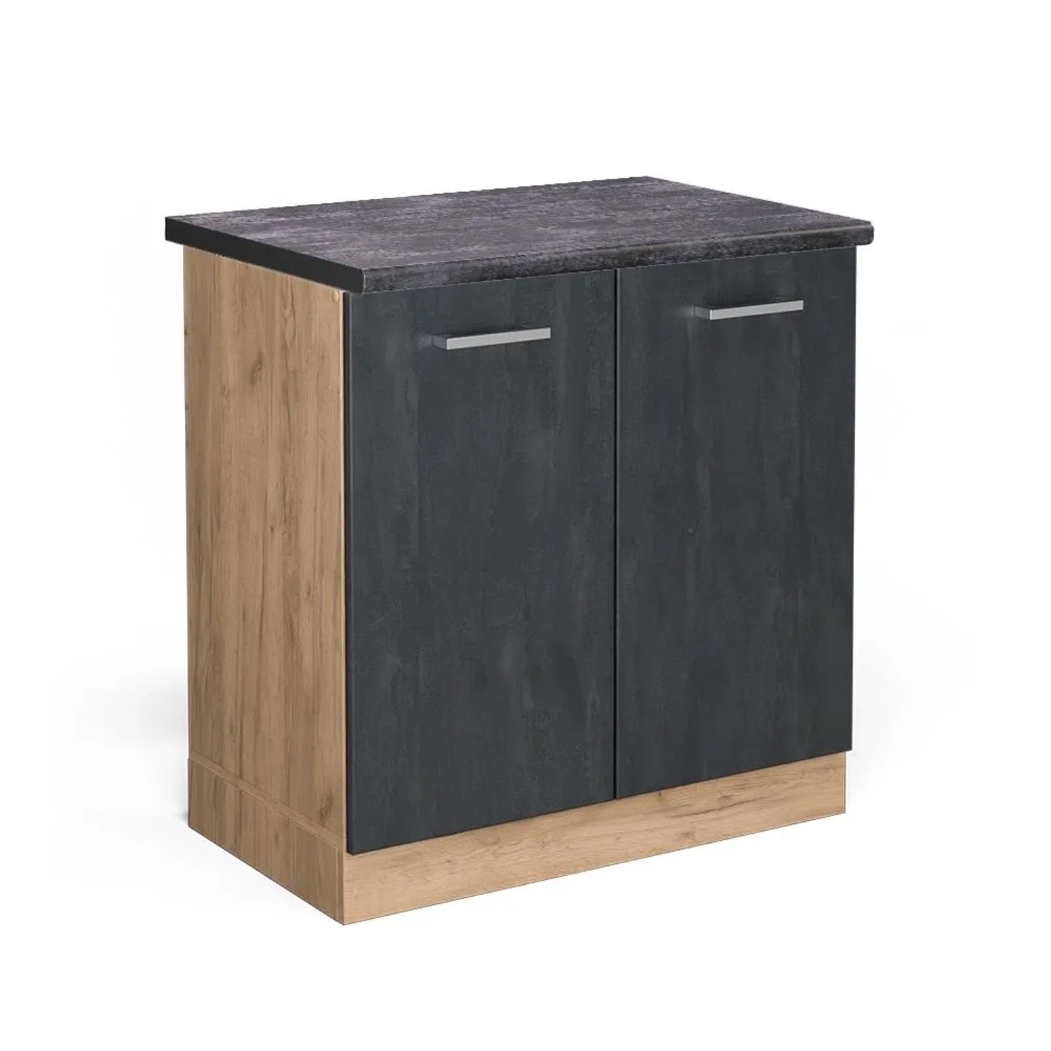 Vicco Spülenunterschrank R-Line Schwarz Beton Goldkraft Eiche 80 cm AP Anthrazit
