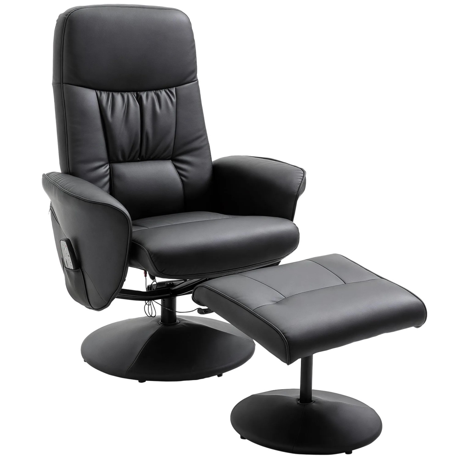 HOMCOM Massagesessel mit Fußhocker Stauraum Liegefunktion Schwarz 76 x 81 x 105 cm