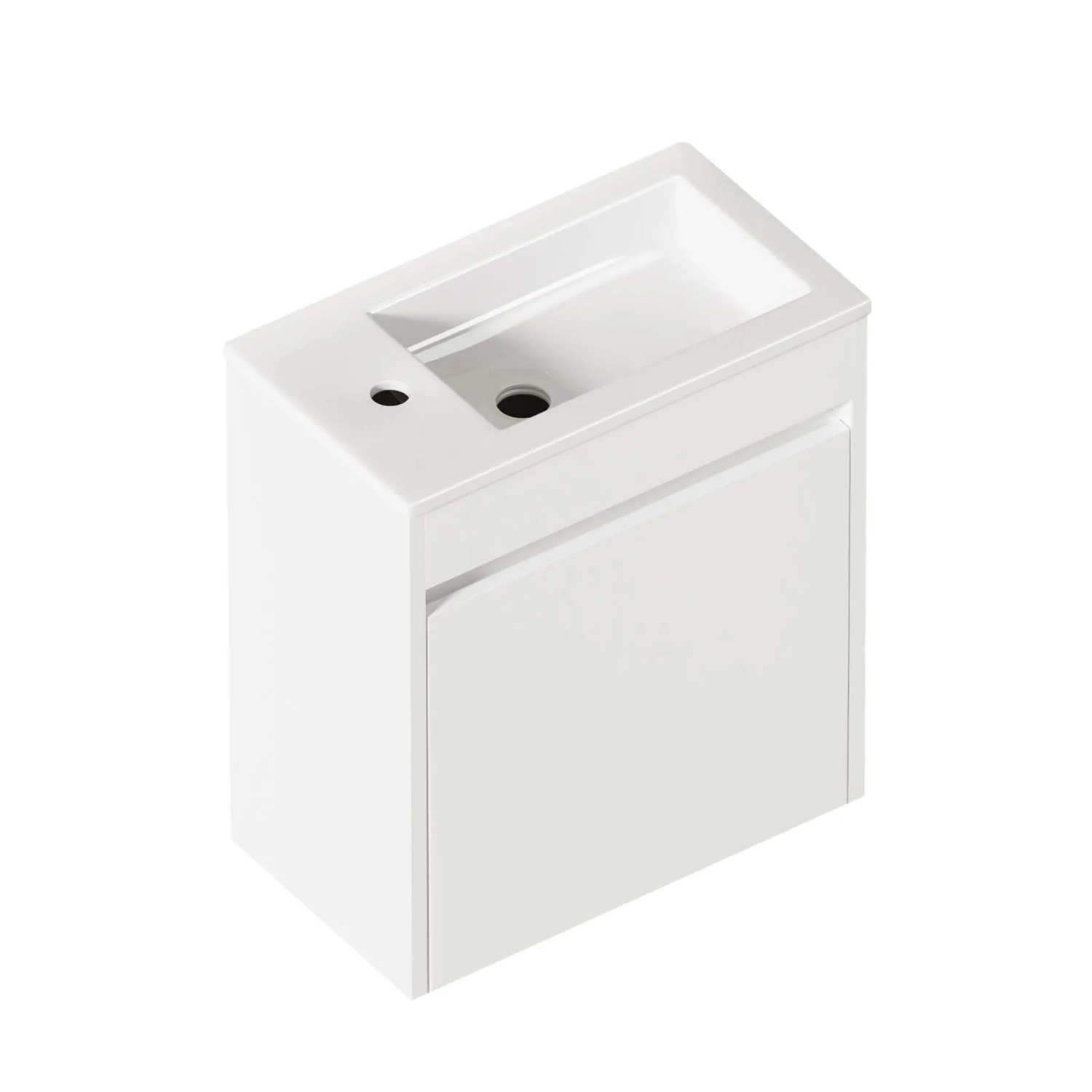 PXloue Badschrank 46 cm Weiß Badezimmer Unterschrank mit Soft Close Tür und Stauraum