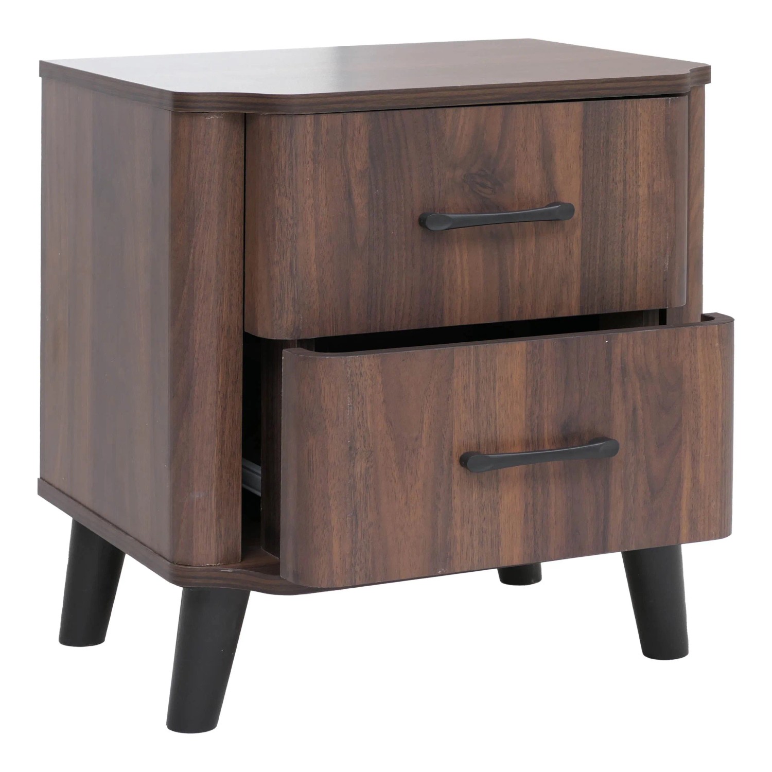 MCW Nachttisch P42 2 Schubladen MDF 50x48x40cm Walnuss-Optik