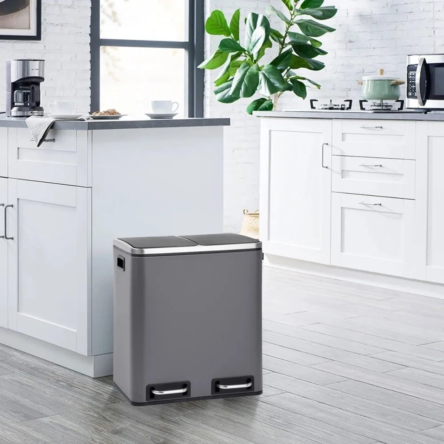SVITA Mülleimer 2 Fächer TM2X15 30 Liter Grau kaufen bei OBI