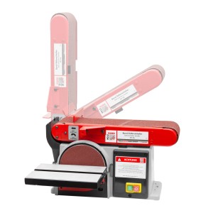 Holzmann Band-Tellerschleifer BT46: Schleifmaschine mit schwenkbarem Tisch und Schleifband.
