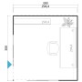 Grundriss Lasita Gartenhaus Palermo 3,0x3,0m, lichtgrau, mit Möbeln. Ideal als Homeoffice oder Rückzugsort.