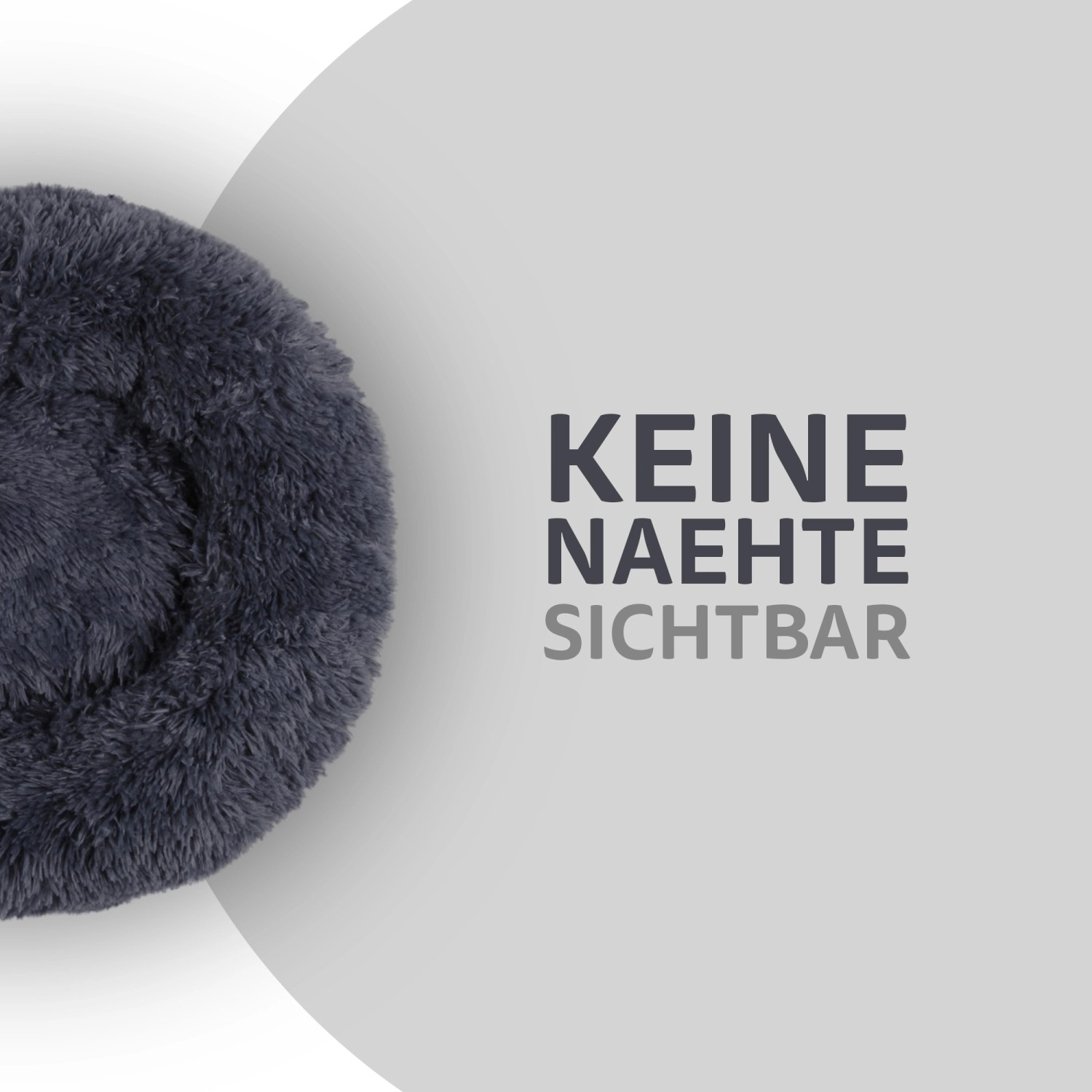 Bestlivings Fluffy Haustierbett, Ø50cm, anthrazit. Rundes Hundebett/Katzenbett ohne sichtbare Nähte.