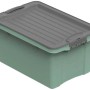 Grüne Rotho Stapelbox Compact A5 (4,5 l) mit grauem Deckel. Praktische Aufbewahrungsbox.