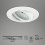 Weißer Briloner LED Einbaustrahler Attach Dim (3er Set), schwenkbar, mit Maßangaben.