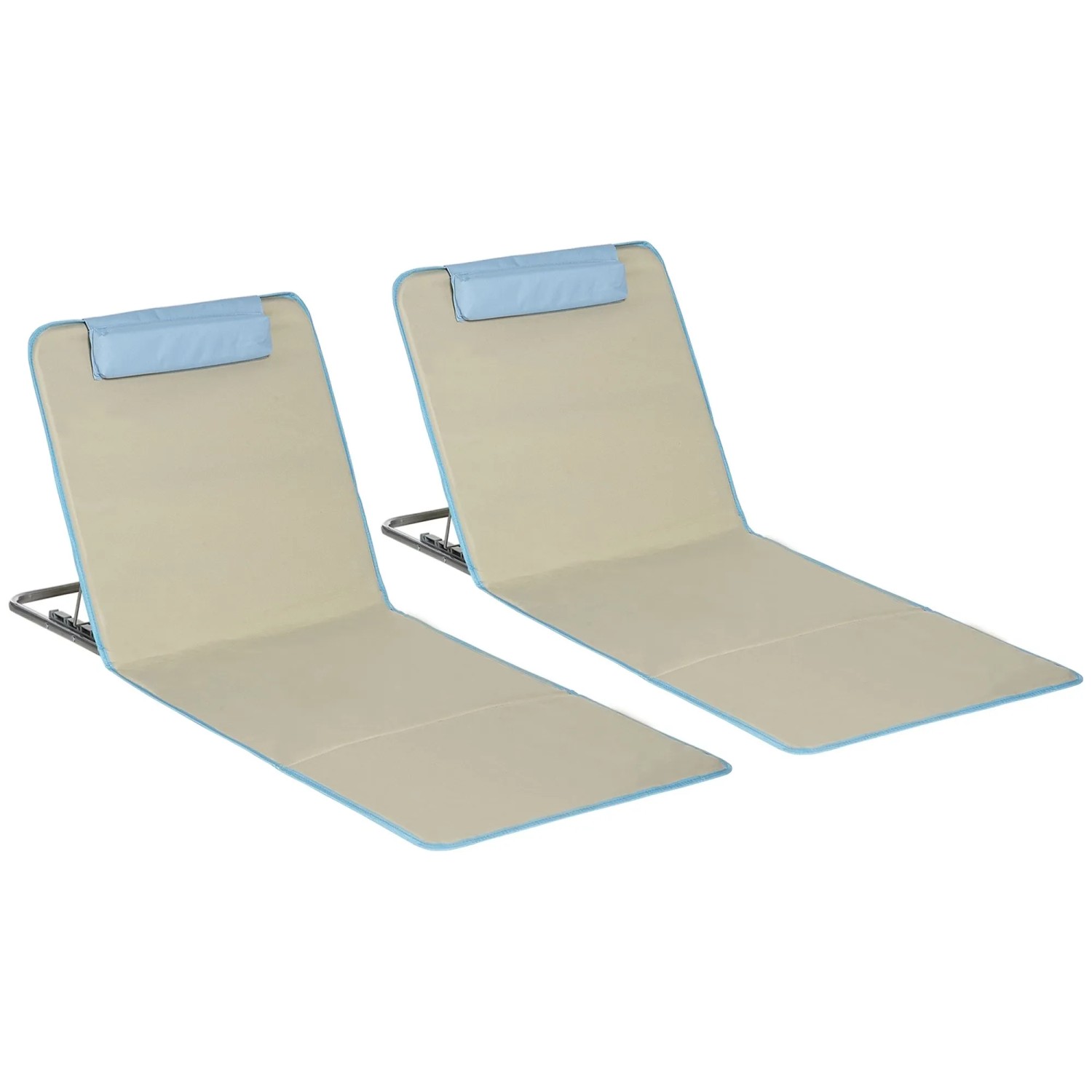 Furnicato Strandmatten Set 2 Faltbare Liegen Beige 124l X 53b X 35 45h Cm